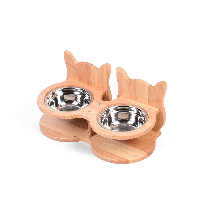 CozyPaws Elevated Cat Bowl Stand – Oak Wood with Ceramic or Steel Bowls - CozyPaws